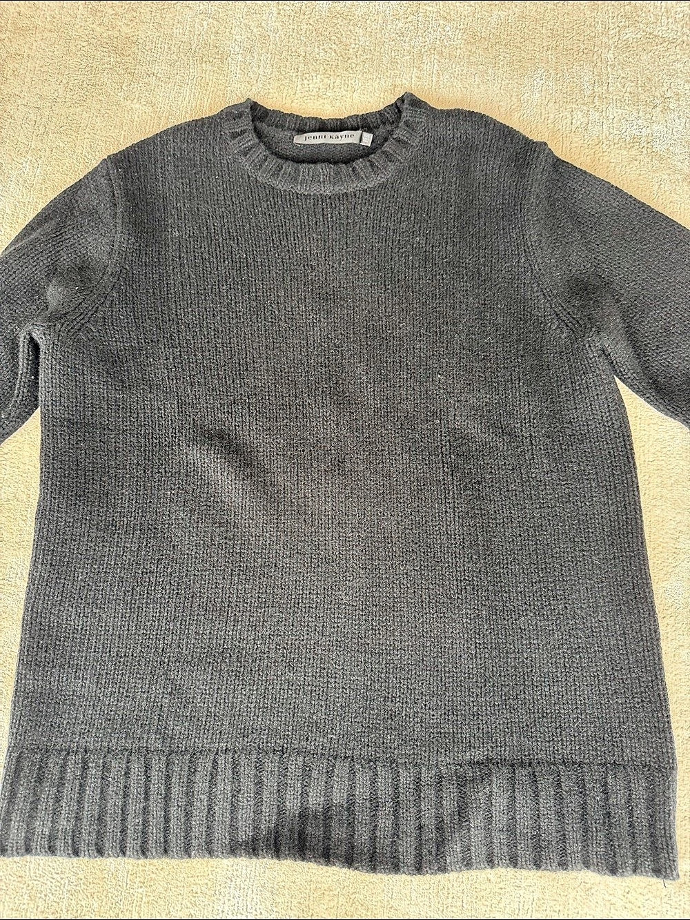 Jenni Kayne Cotton Fisherman Sweater Gray Crewneck Sweater Like New